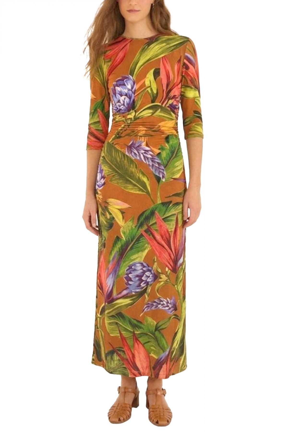 FARM RIO ΦΟΡΕΜΑ MAXI FLORART BROWN ΣΟΥΡΑ ΠΛΑΙ ΠΟΛΥΧΡΩΜΟ