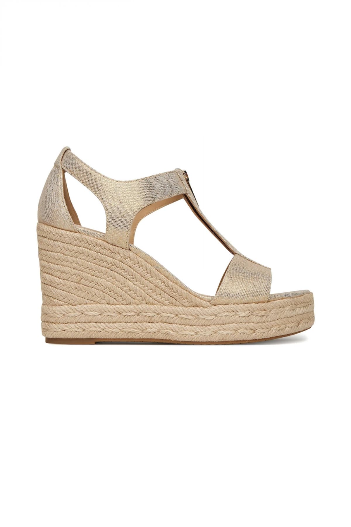 MICHAEL KORS ΠΑΠΟΥΤΣΙΑ ΠΛΑΤΦΟΡΜEΣ BERKLEY MID WEDGE ΦΕΡΜΟΥΑΡ LOGO ΧΡΥΣΟ