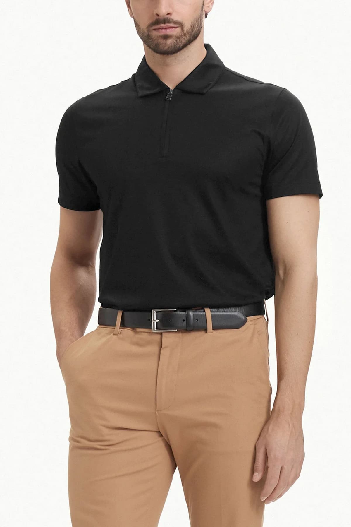 BOSS POLO HALFZIP H-PARAS 50 ΜΑΥΡΟ