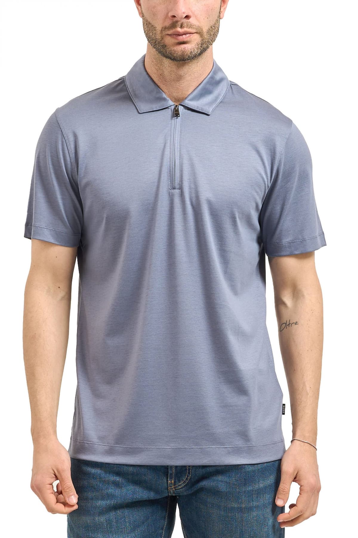 BOSS POLO HALFZIP H-PARAS 50 ΡΑΦ ΜΠΛΕ