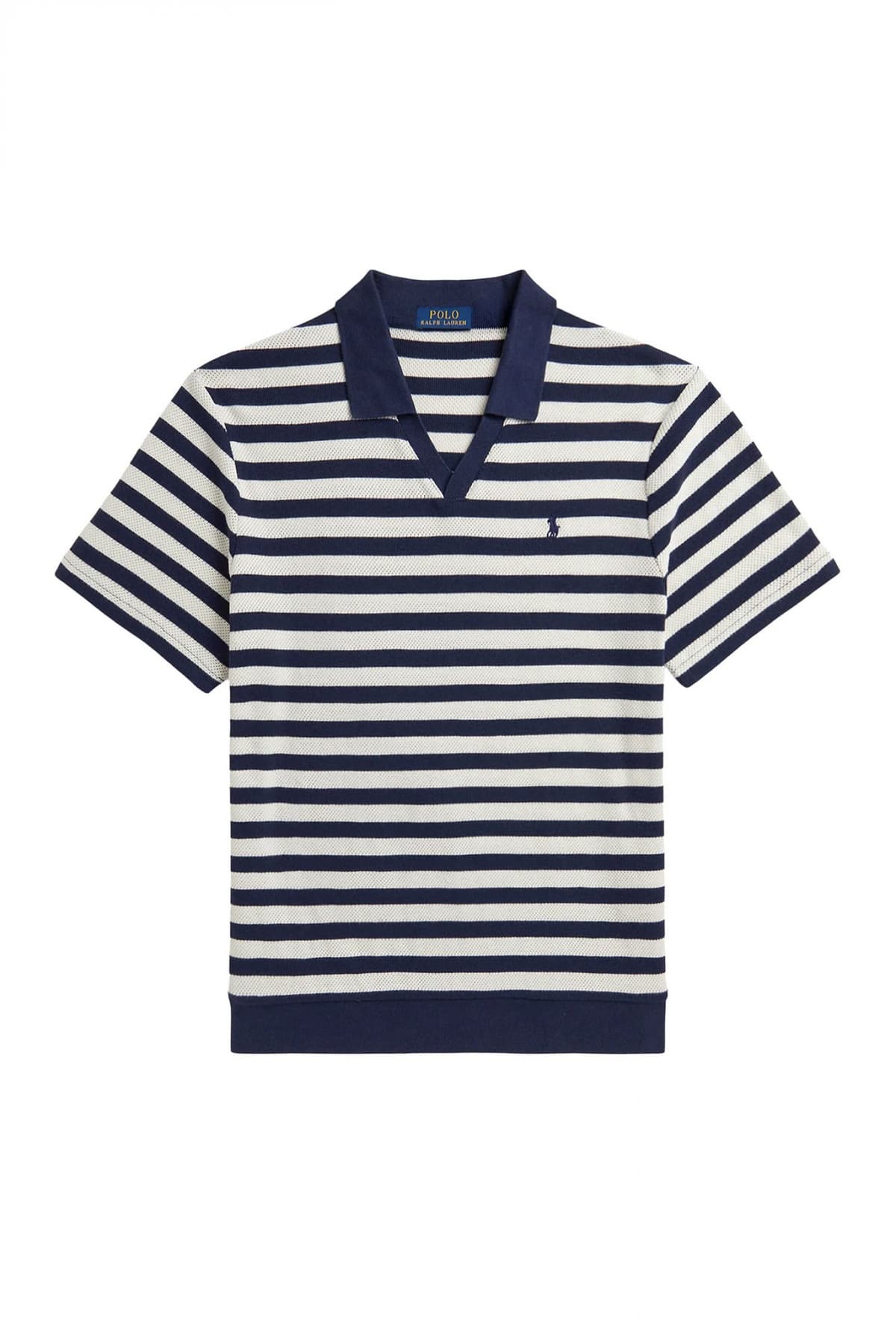RALPH LAUREN ΠΛΕΚΤΟ VNECK ΜΑΡΙΝΙΕΡΑ LOGO ΜΠΛΕ-ΛΕΥΚΟ