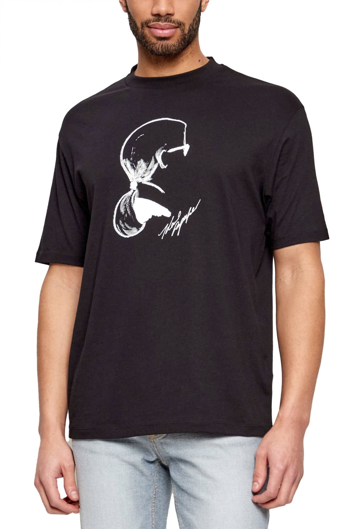 KARL LAGERFELD T-SHIRT LOGO ΜΑΥΡΟ