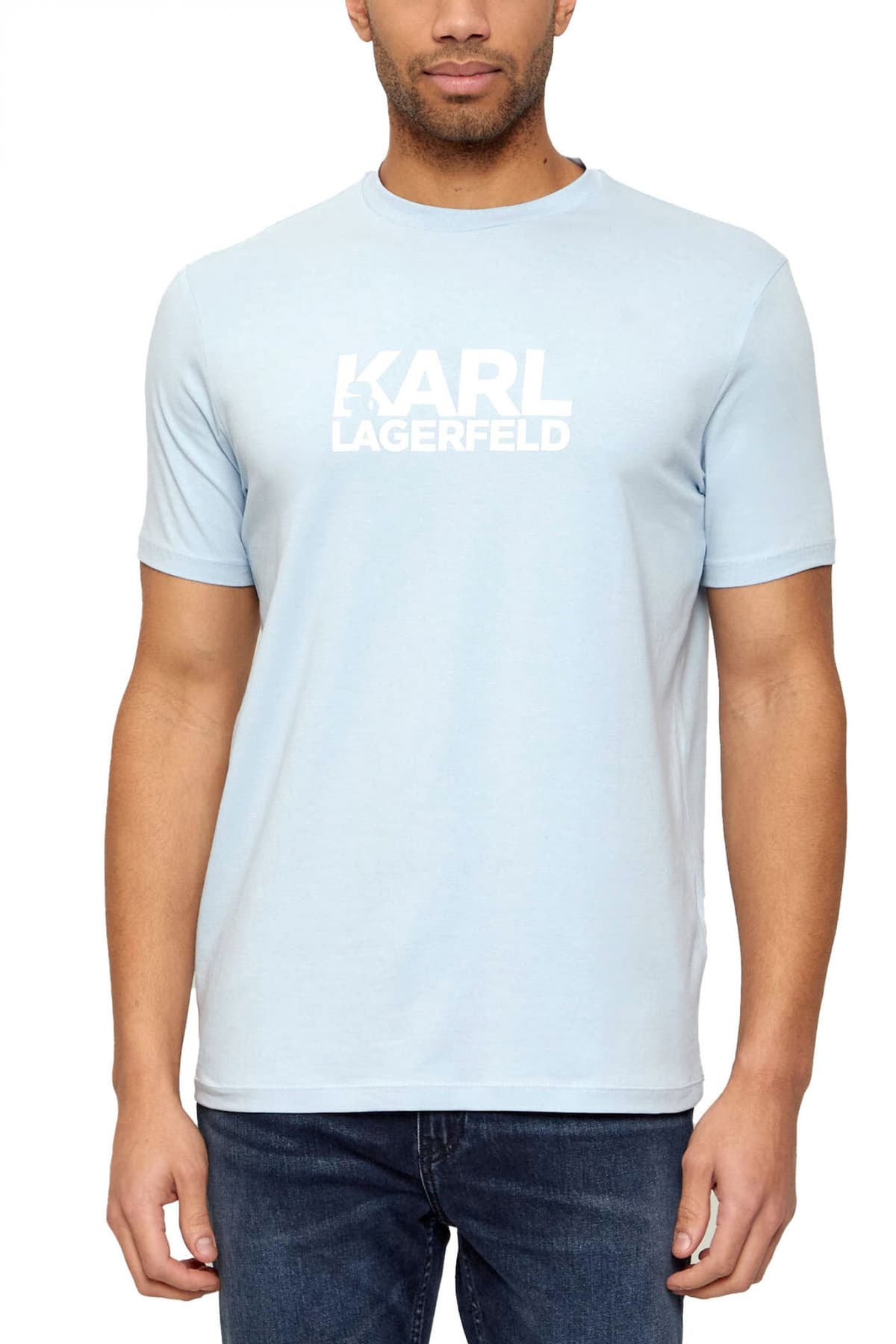 KARL LAGERFELD T-SHIRT CREW NECK LOGO ΜΠΛΕ