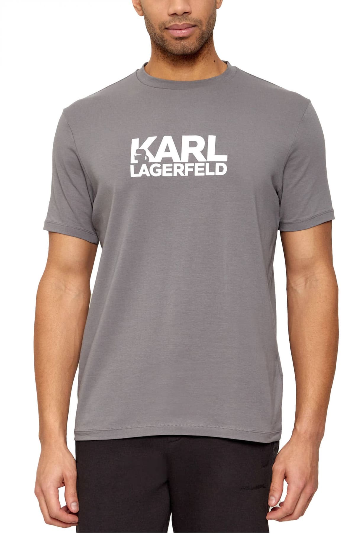 KARL LAGERFELD T-SHIRT CREW NECK LOGO ΜΠΛΕ