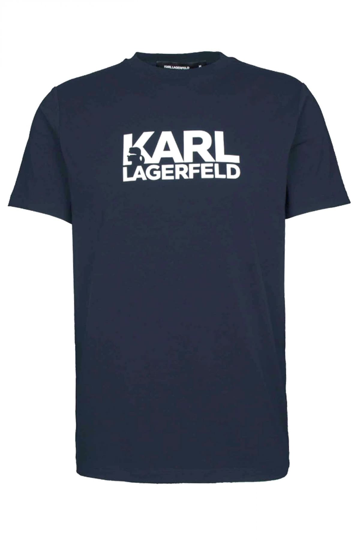 KARL LAGERFELD T-SHIRT CREW NECK LOGO ΜΠΛΕ