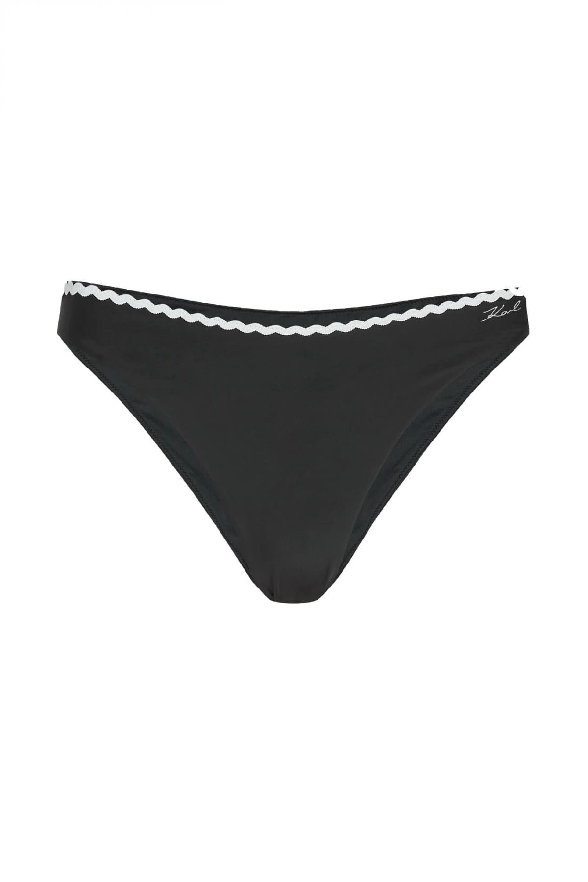KARL LAGERFELD ΜΑΓΙΩ BIKINI BOTTOM SIGNATURE SCALLOP CHEEKY LOGO ΜΑΥΡΟ