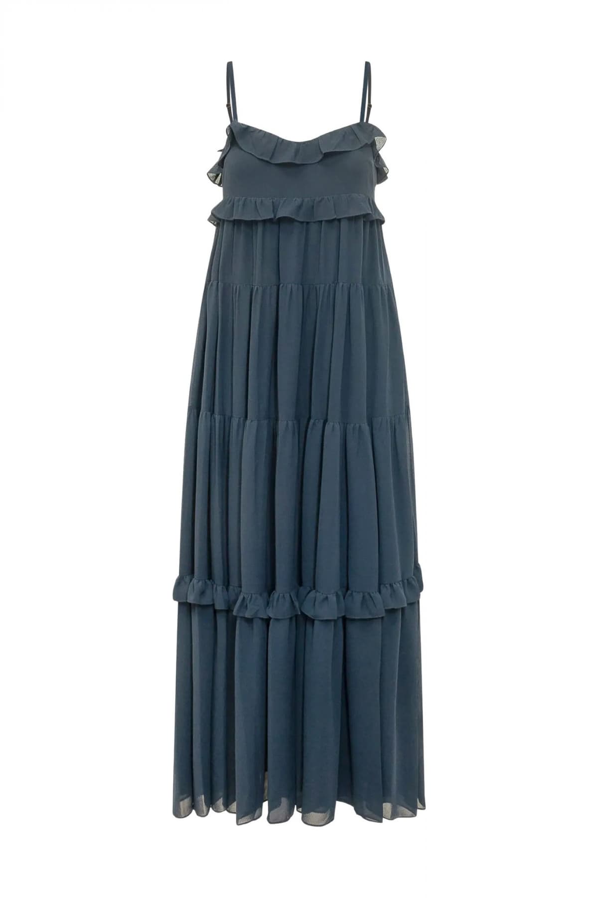 MICHAEL KORS ΦΟΡΕΜΑ MIDI ΒΟΛΑΝ ΜΠΛΕ