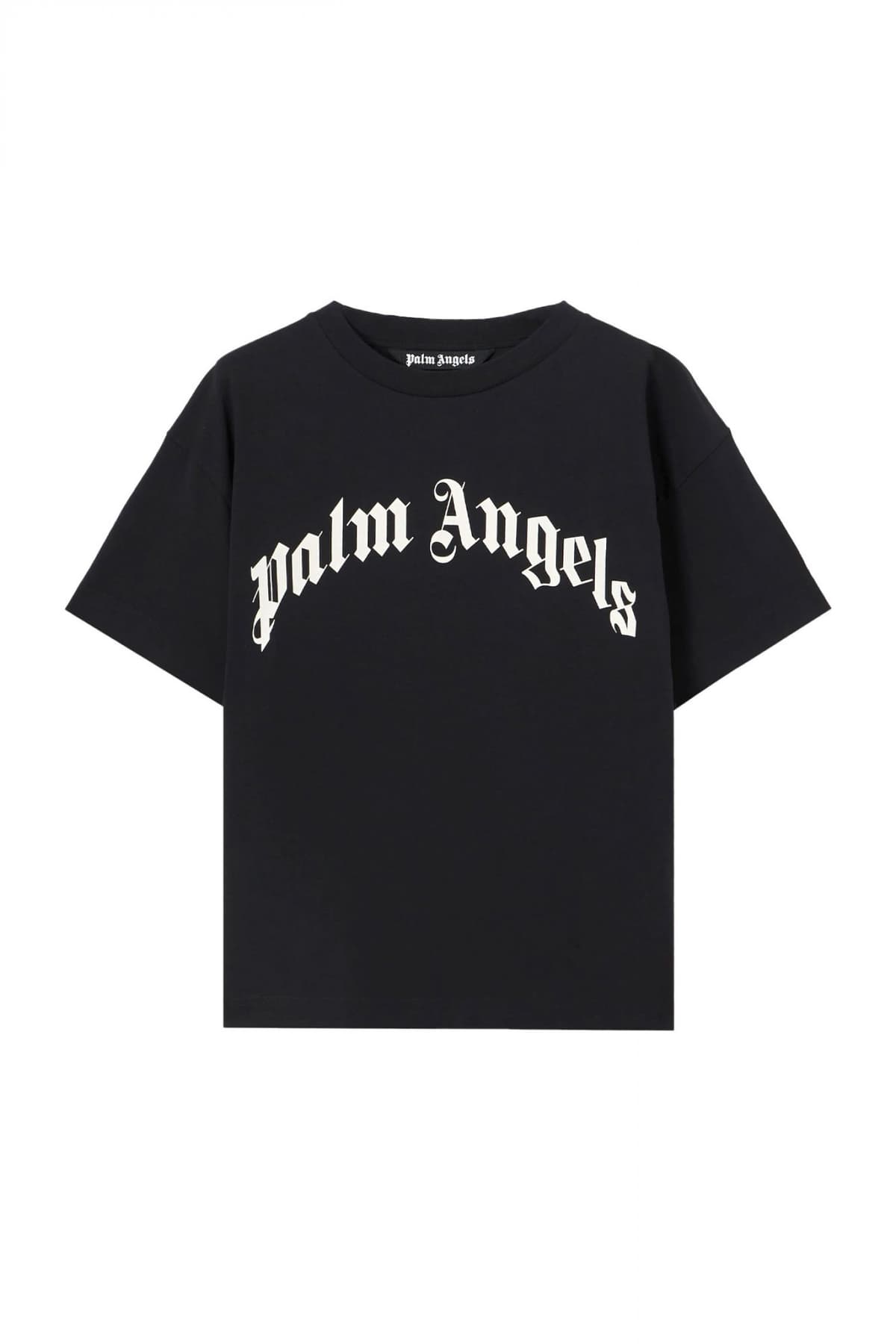 PALM ANGELS T-SHIRT CURVED LOGO REGULAR TEE ΜΑΥΡΟ
