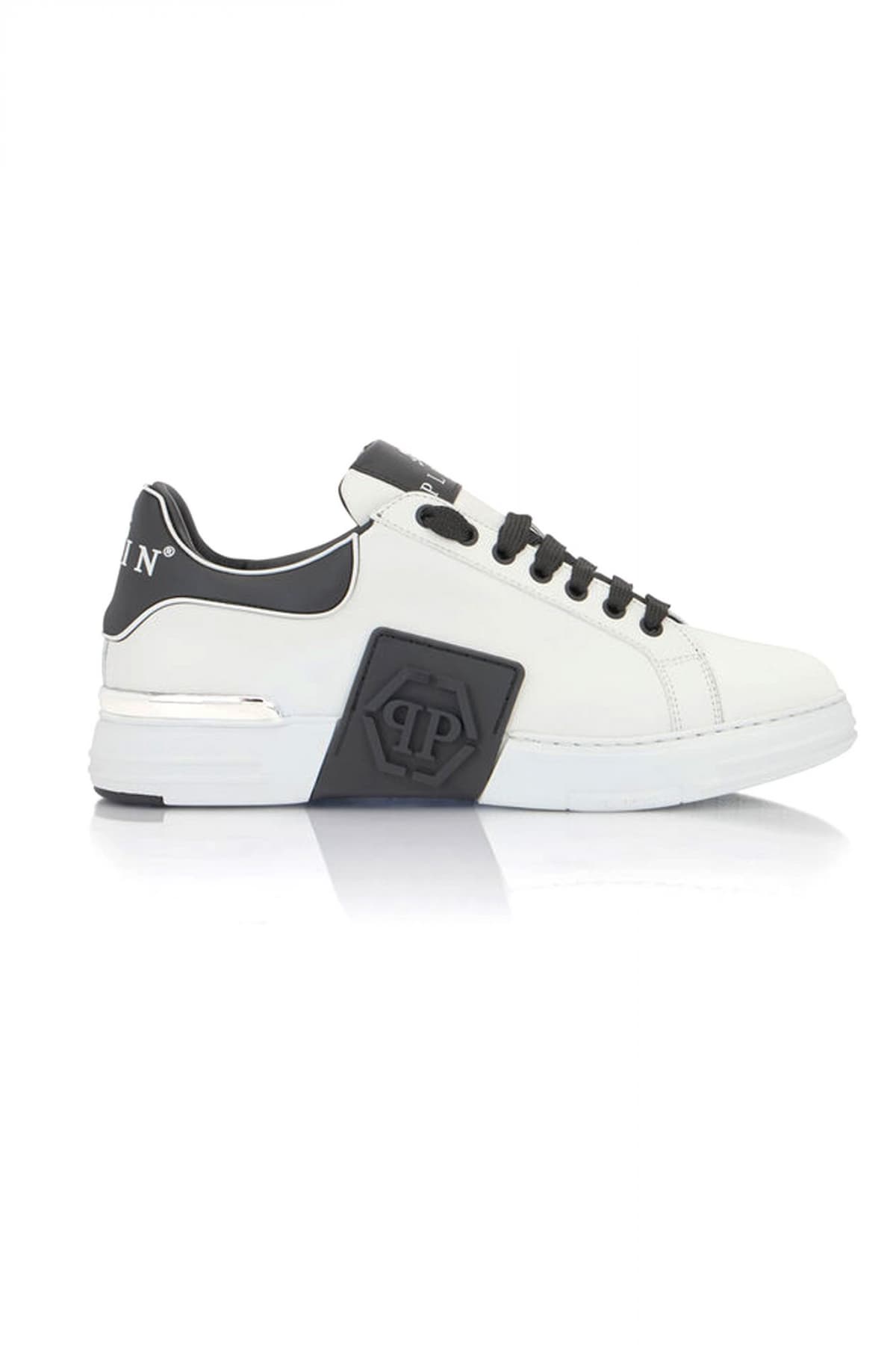 PHILIPP PLEIN ΠΑΠΟΥΤΣΙΑ SNEAKERS LOW-TOP PHANTOM KICK$ ΛΕΥΚΟ-ΜΑΥΡΟ