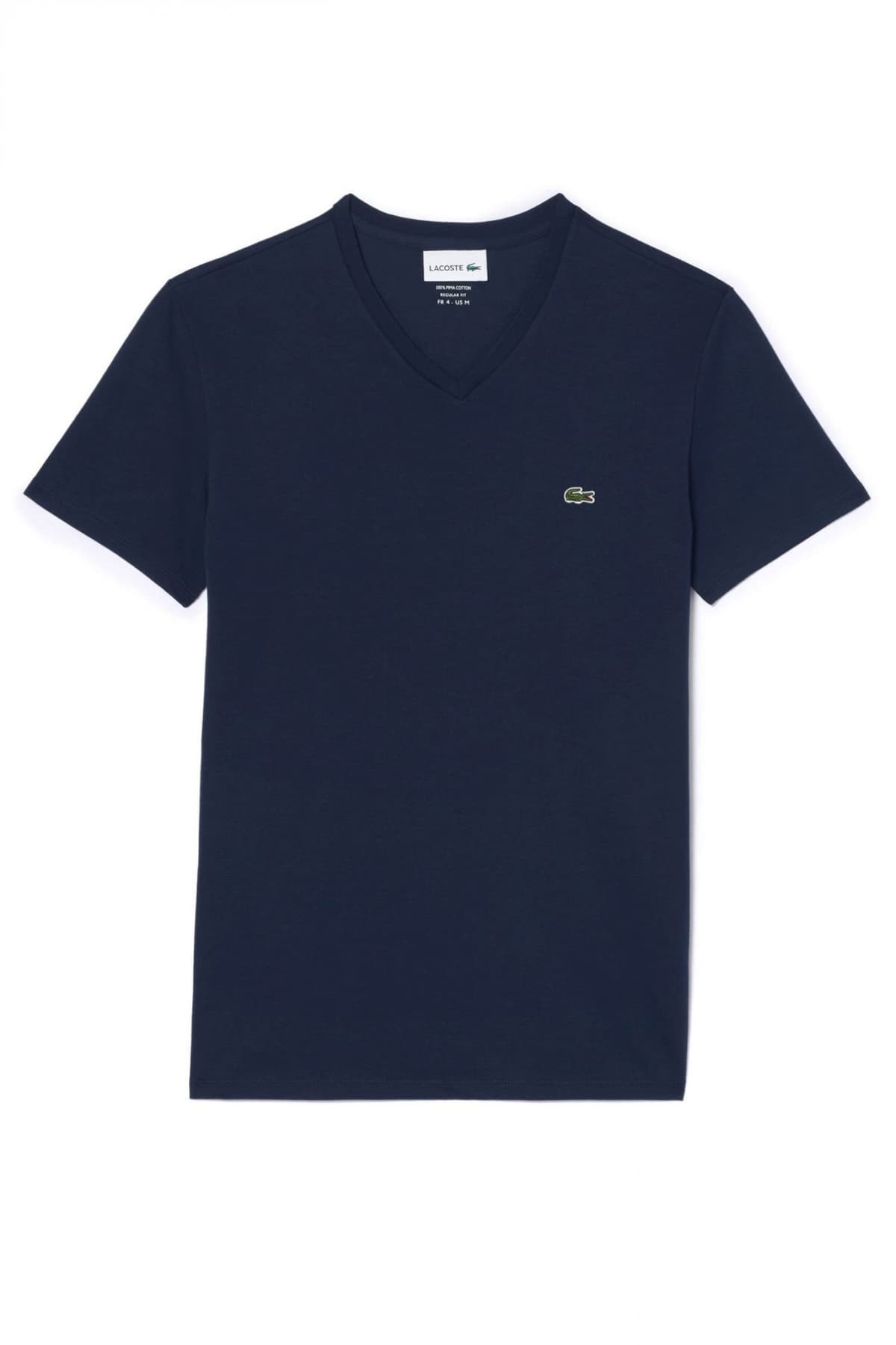 LACOSTE T-SHIRT V NECK REGULAR FIT LOGO ΜΑΥΡΟ