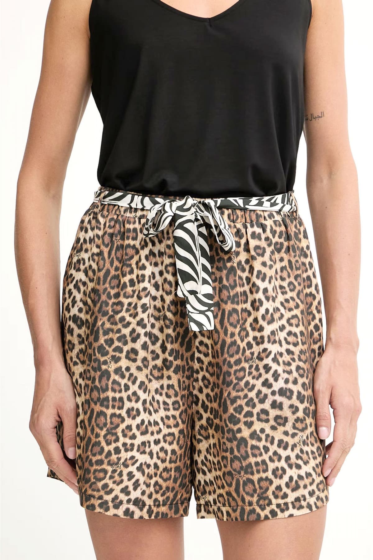 LIU-JO BETTER ΣΟΡΤΣ LEOPARD PRINT ΛΑΣΤΙΧΟ ΜΕΣΗ ΤΣΕΠΕΣ ΑΠΟΣΠΩΜΕΝΗ ΖΩΝΗ ΜΠΕΖ-ΚΑΦΕ