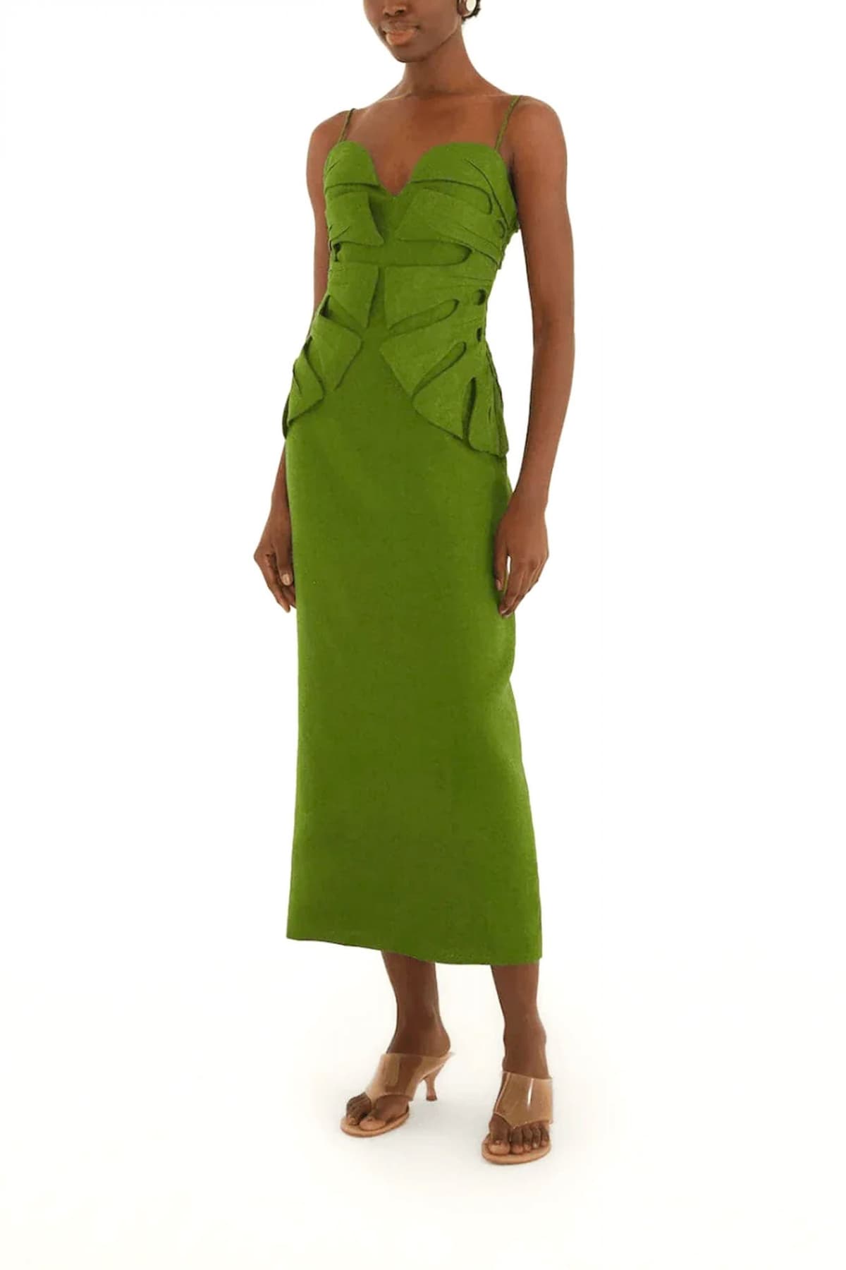 FARM RIO ΦΟΡΕΜΑ MIDI GREEN MONSTERA LEAF ΑΝΟΙΓΜΑ ΠΙΣΩ ΠΡΑΣΙΝΟ