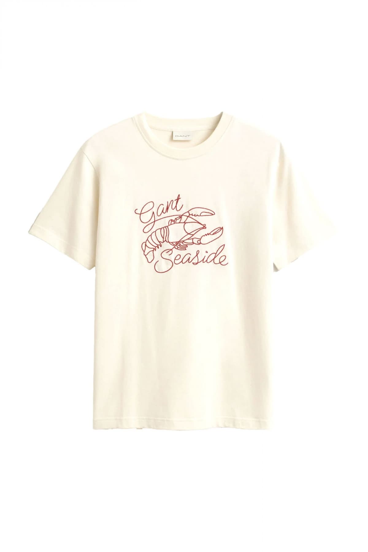 GANT T-SHIRT EMBROIDERED SS ΚΡΕΜ