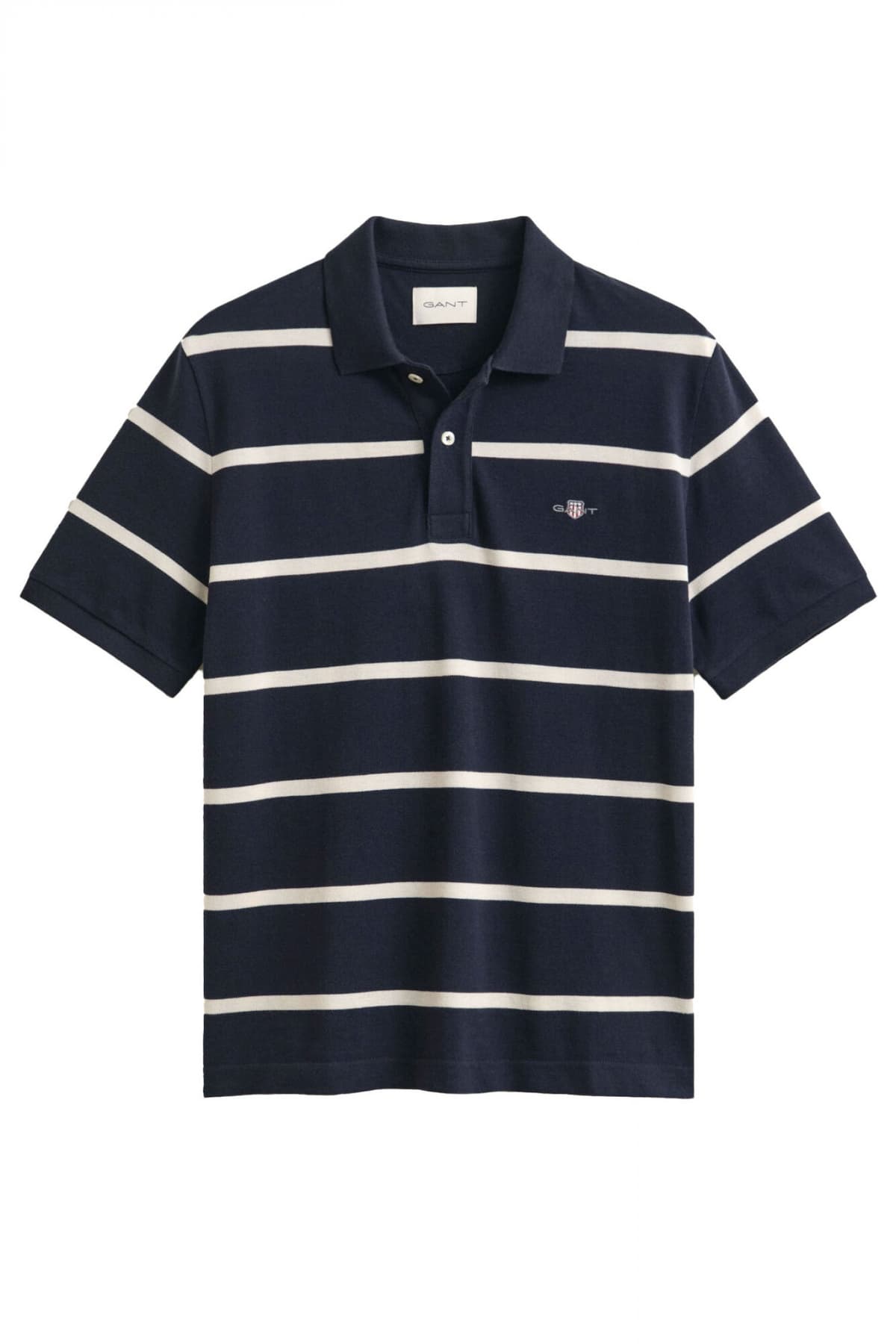 GANT POLO ΡΙΓΕ STRIPED SS ΜΠΛΕ-ΚΡΕΜ