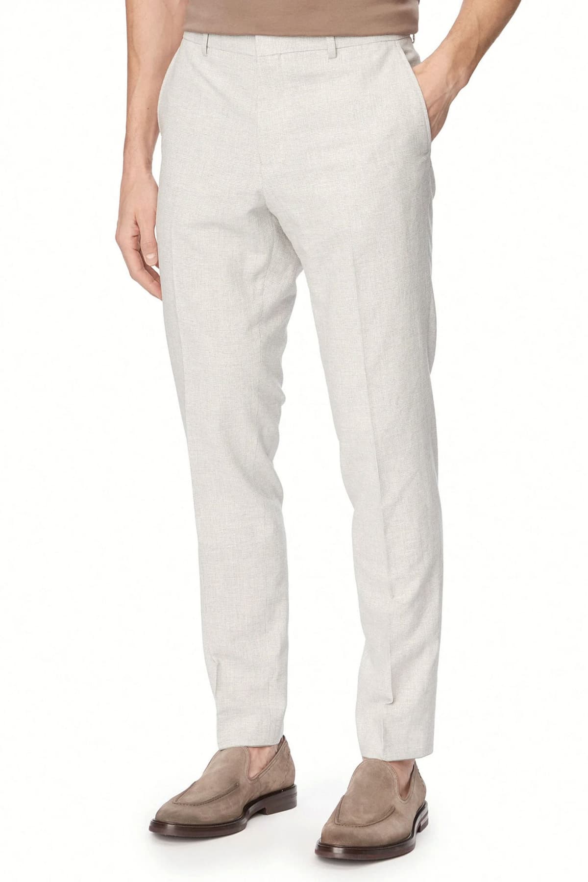 BOSS ΠΑΝΤΕΛΟΝΙ ΜΙΚΡΟΣΧΕΔΙΟ CHINO SLIM FIT H-GENIUS-253 ΓΚΡΙ