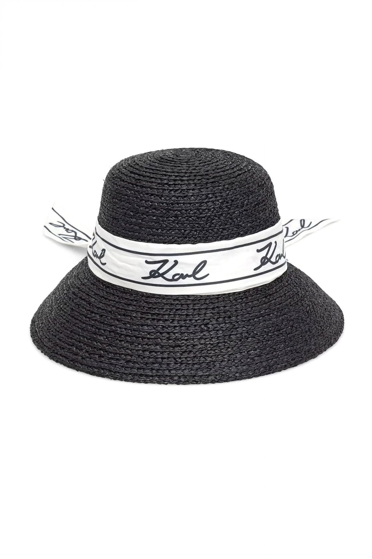 KARL LAGERFELD ΚΑΠΕΛΟ K/SIGNATURE RAFFIA LOGO ΚΟΡΔΕΛΑ ΜΑΥΡΟ