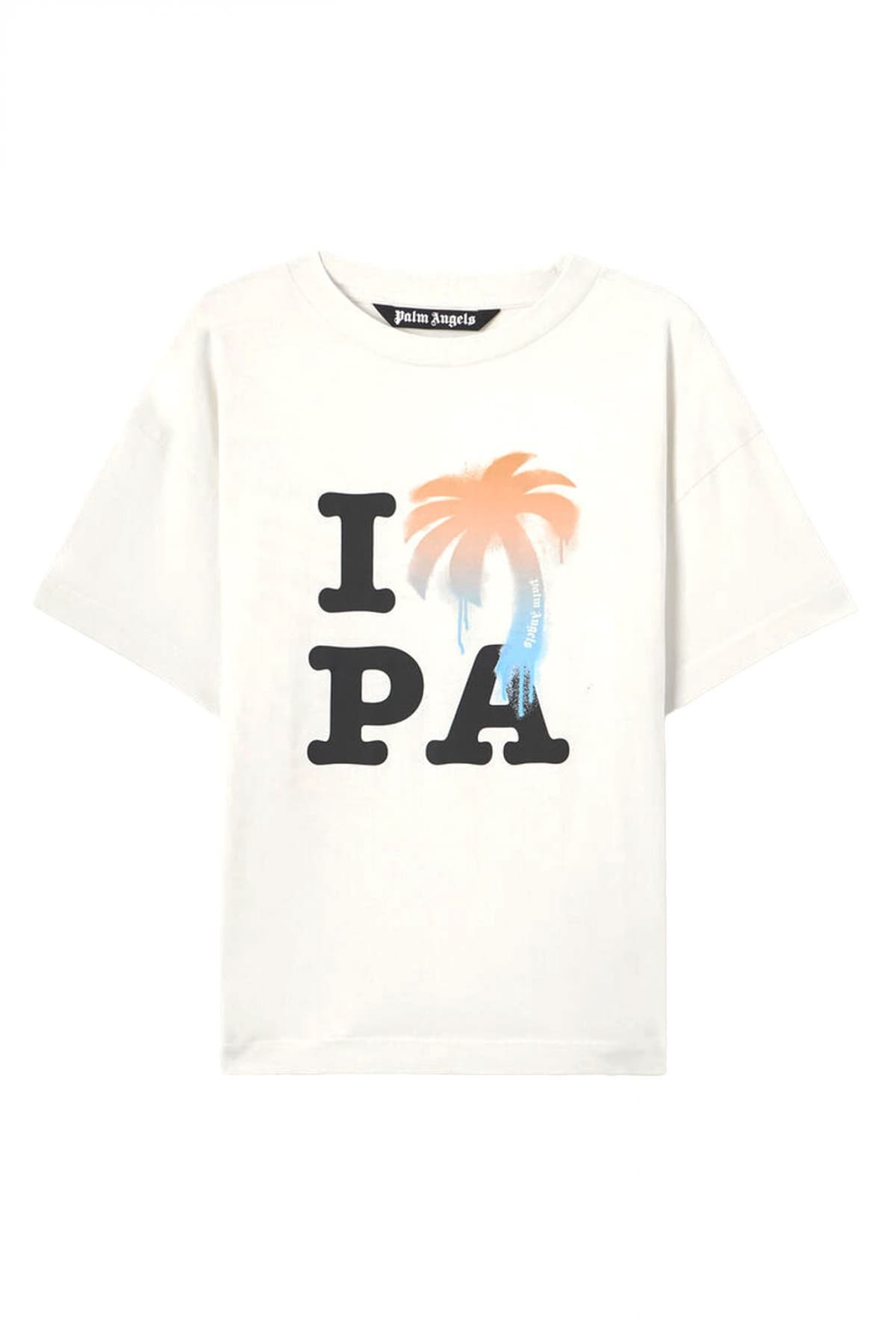 PALM ANGELS T-SHIRT M I LOVE PA REGULAR TEE ΕΚΡΟΥ