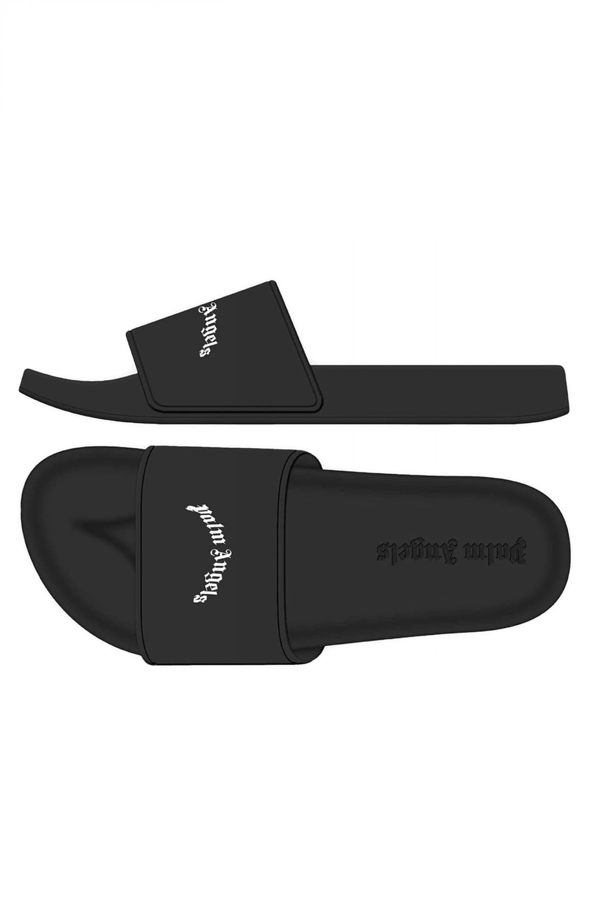 PALM ANGELS ΠΑΝΤΟΦΛΕΣ M CURVED LOGO SLIDERS ΜΑΥΡΟ