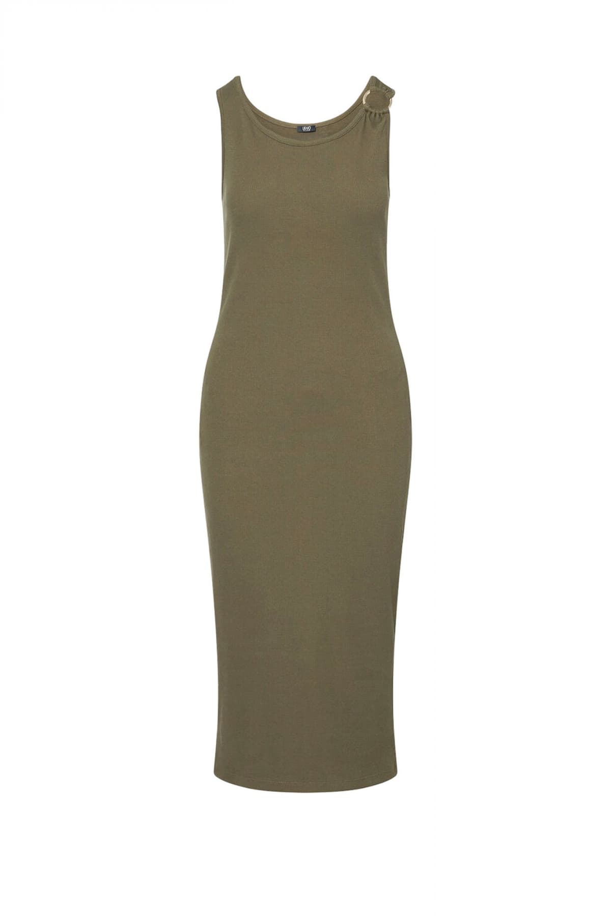 LIU-JO ΦΟΡΕΜΑ MIDI RIBBED LOGO ΠΙΣΩ ΜΑΥΡΟ