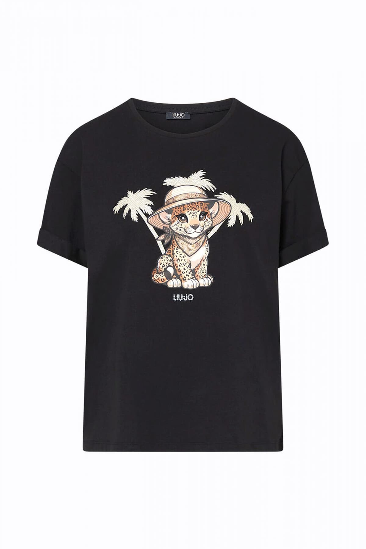 LIU-JO BETTER T-SHIRT LOGO ΣΤΡΑΣ ΛΕΥΚΟ