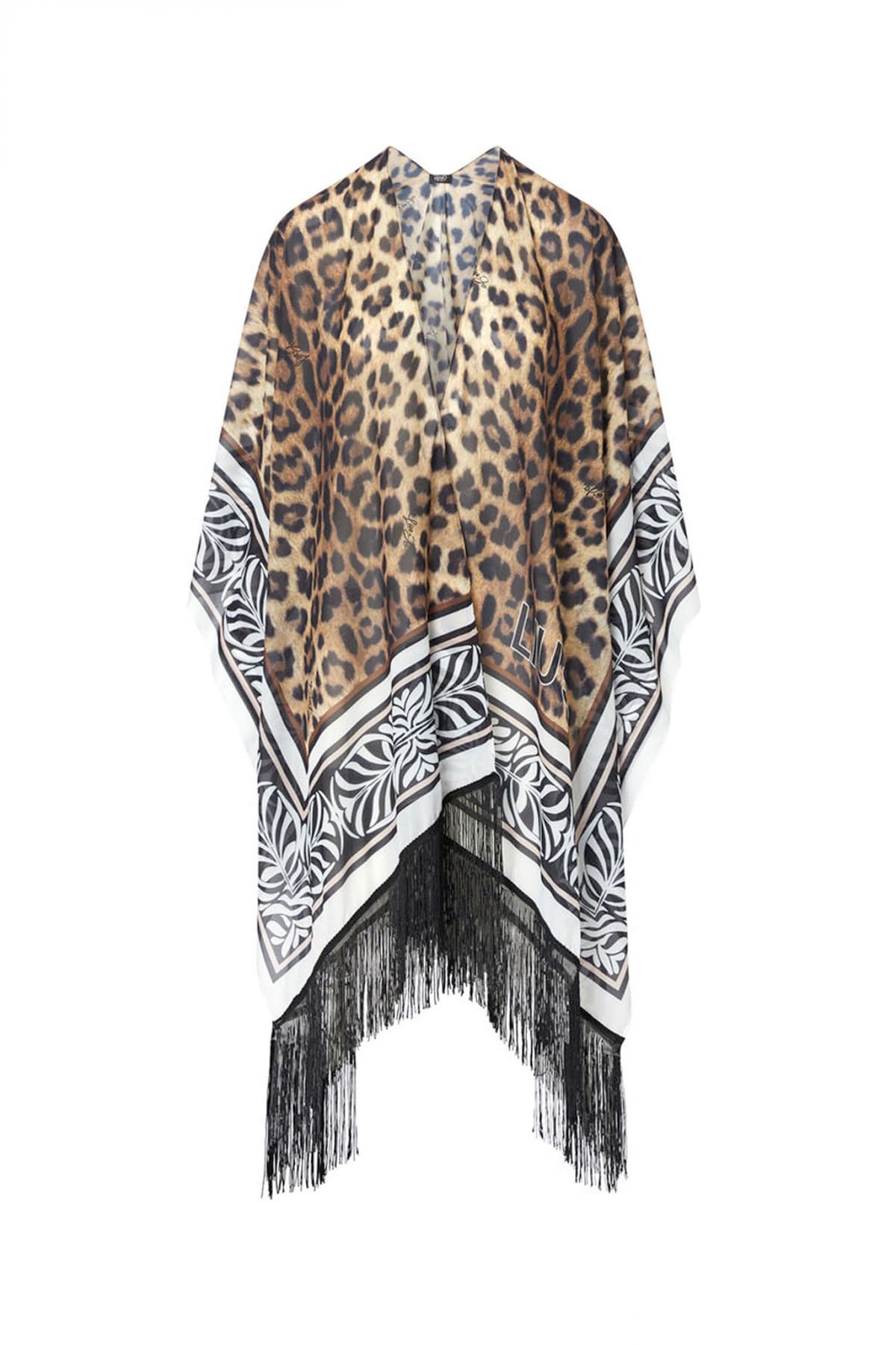 LIU-JO ΚΑΦΤΑΝΙ BEACHWEAR LEOPARD PRINT LOGO ΚΑΦΕ-ΜΠΕΖ