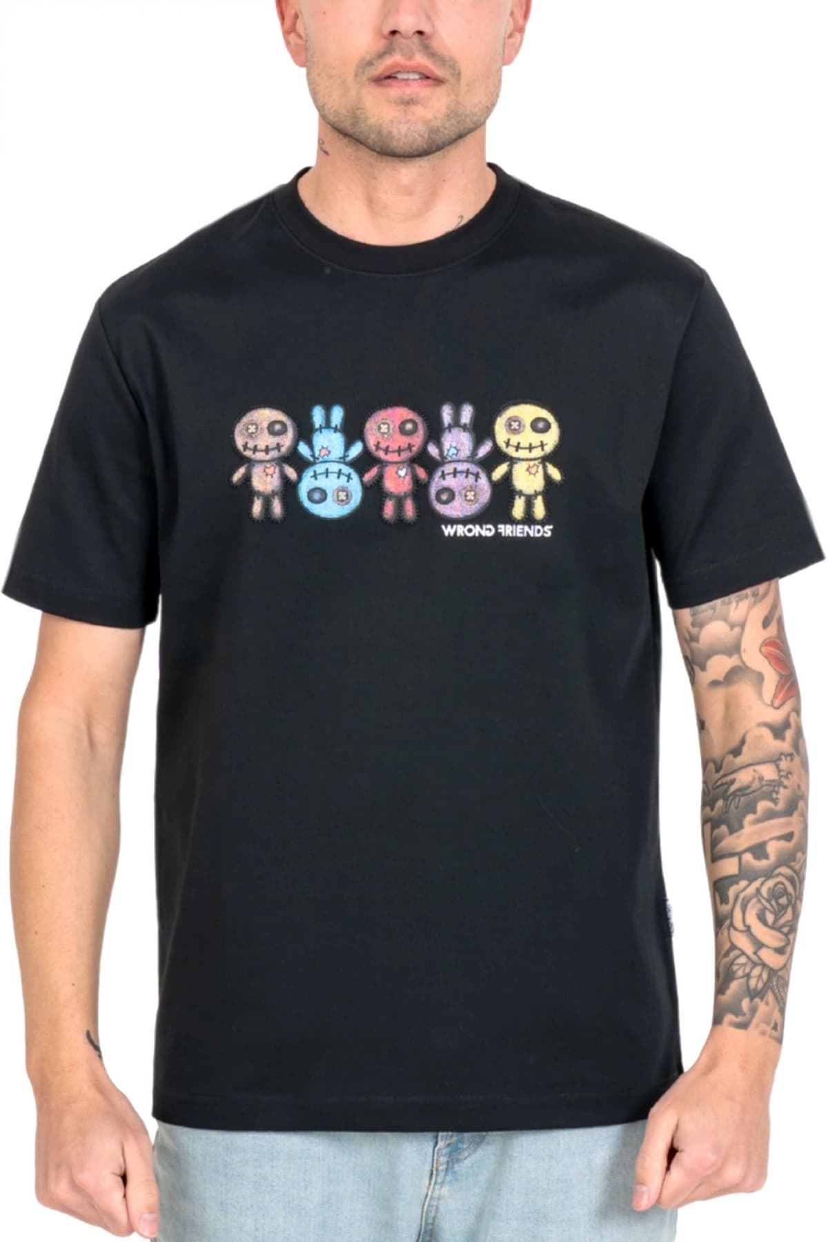 WRONG FRIENDS T-SHIRT FRANKLIN LOGO ΜΑΥΡΟ