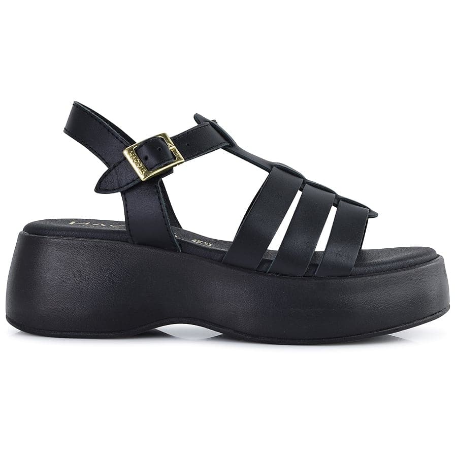 Μαύρη δερμάτινη πλατφόρμα 331-4333