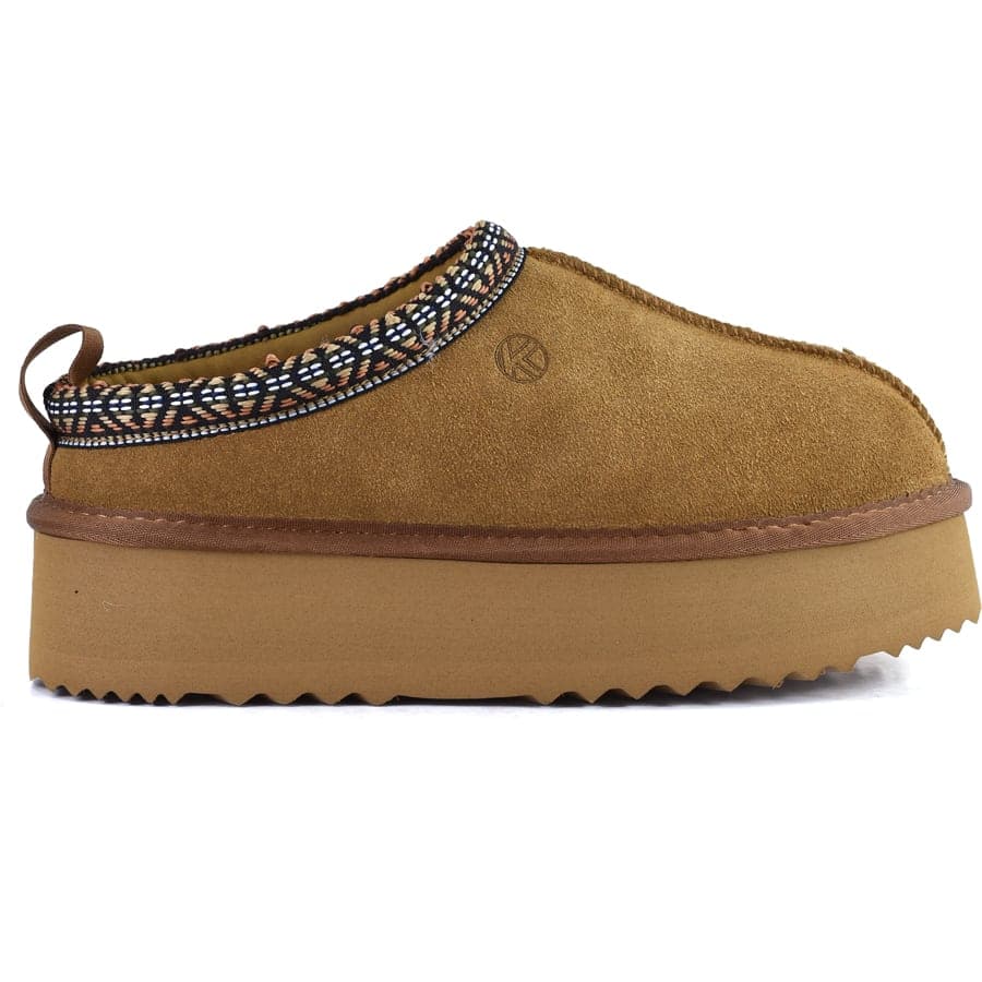 Δερμάτινη δίπατη ταμπά παντόφλα Kelara 41219