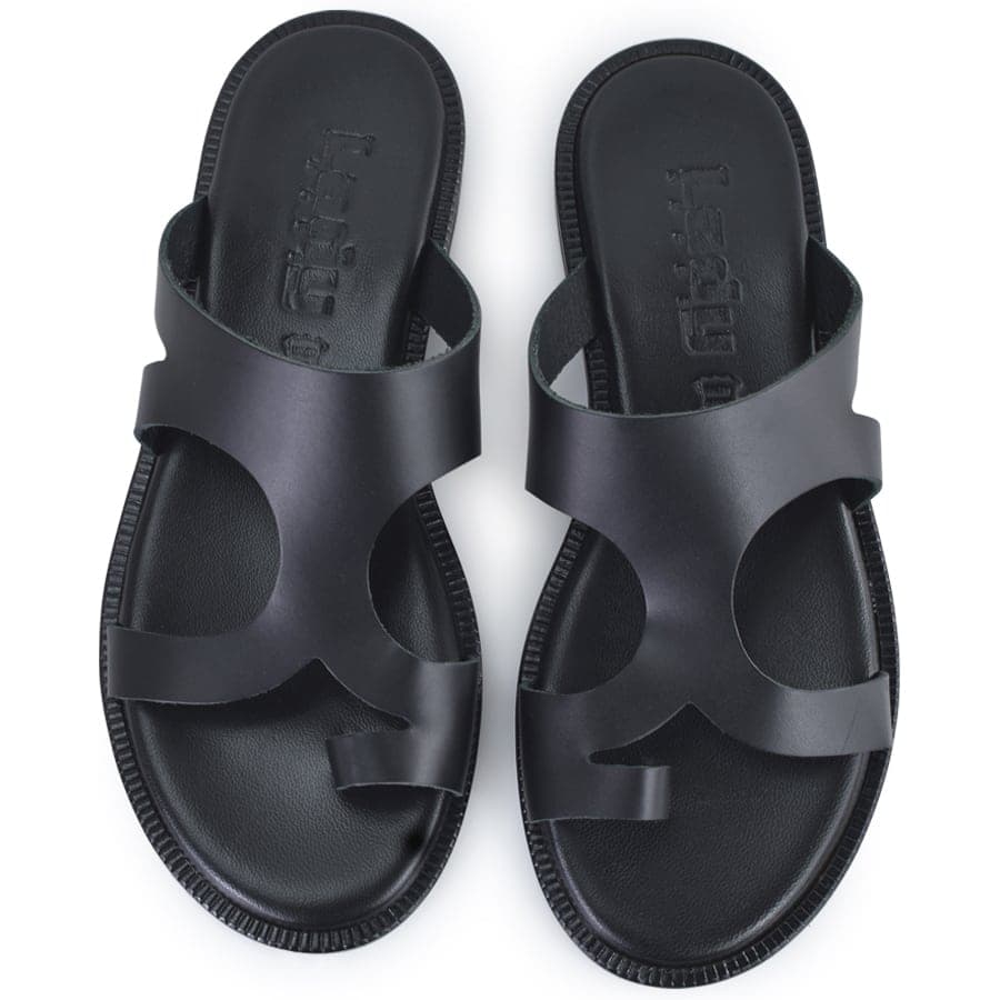 Δερμάτινο μαύρο σανδάλι LADY 101