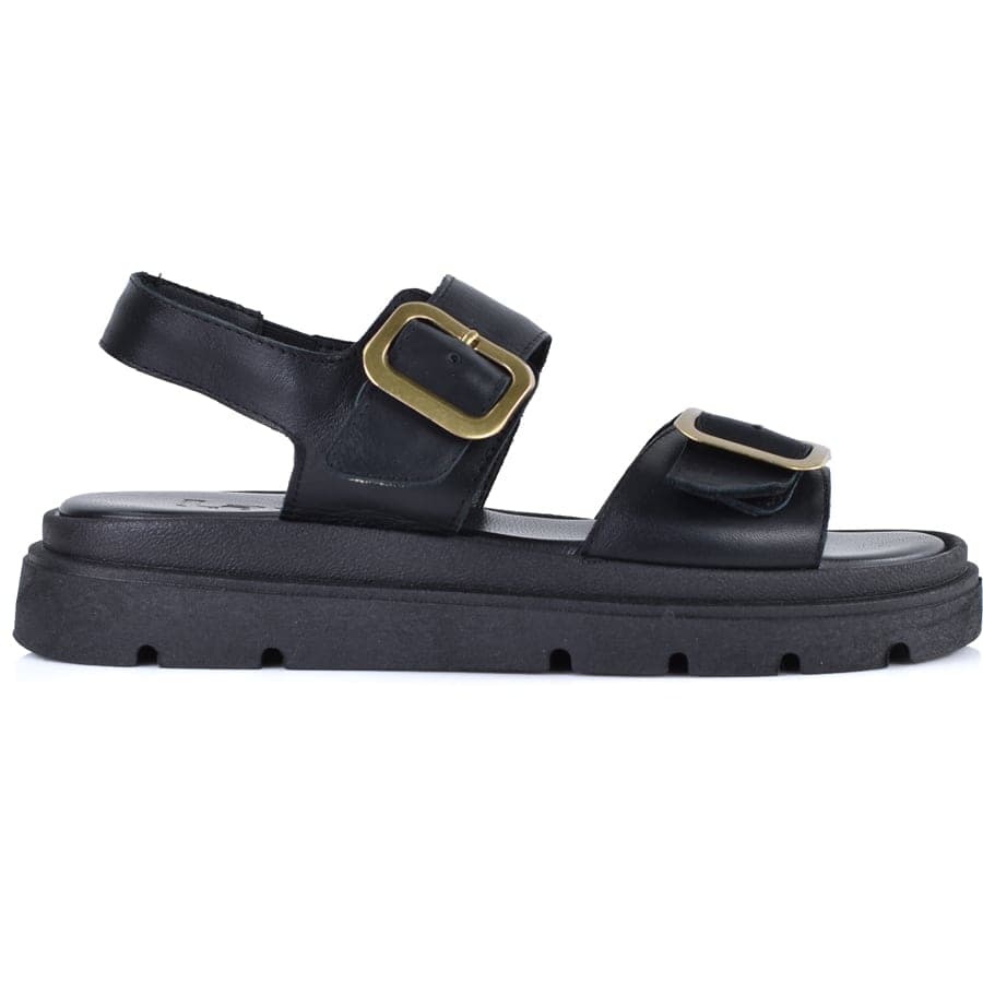 Δερμάτινο μαύρο σανδάλι LADY LD556