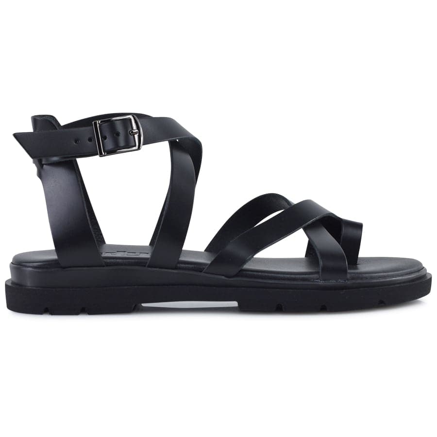 Δερμάτινο μαύρο σανδάλι Lady 610