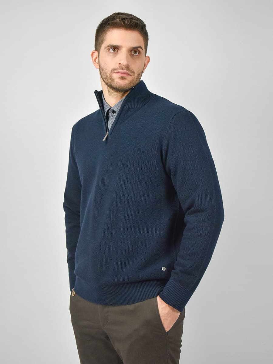 Battery Πουλόβερ Με Μισό Φερμουάρ - Σκούρο‌‌ μπλε - 0610043212