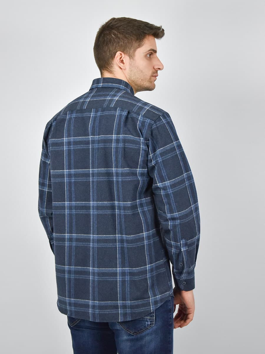 Antonio Morello Καρό Πουκάμισο Από Φανέλα - Σκούρο‌‌ μπλε - DORIO