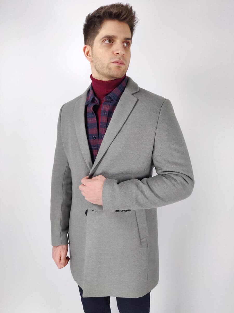 Leonardo Uomo Παλτό Γκρι Slim Fit