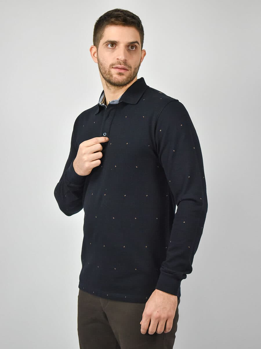 Side Effect Μπλούζα Πόλο Με Μικροσχέδιο - Σκούρο‌‌ μπλε