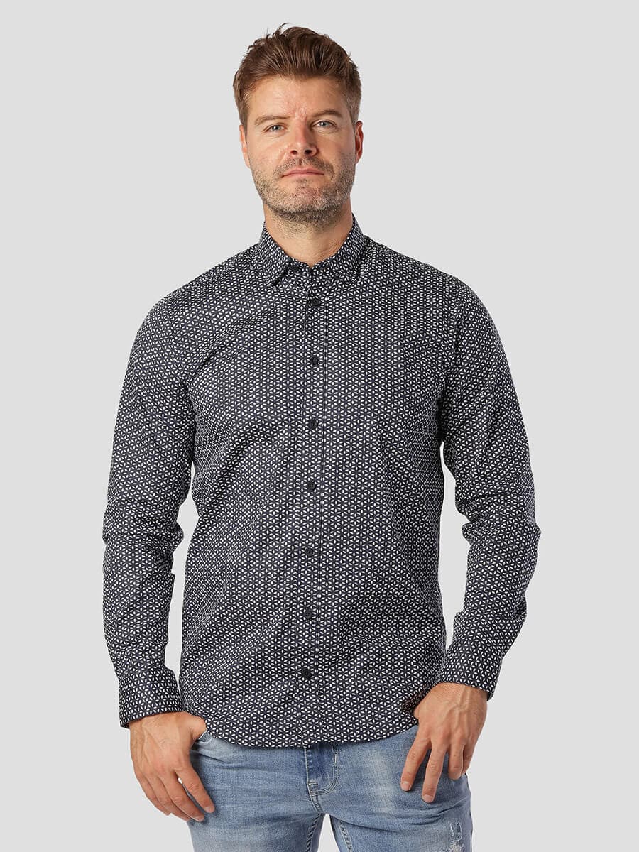Marcus Πουκάμισο Με Μικροσχέδιο - Σκούρο‌‌ μπλε