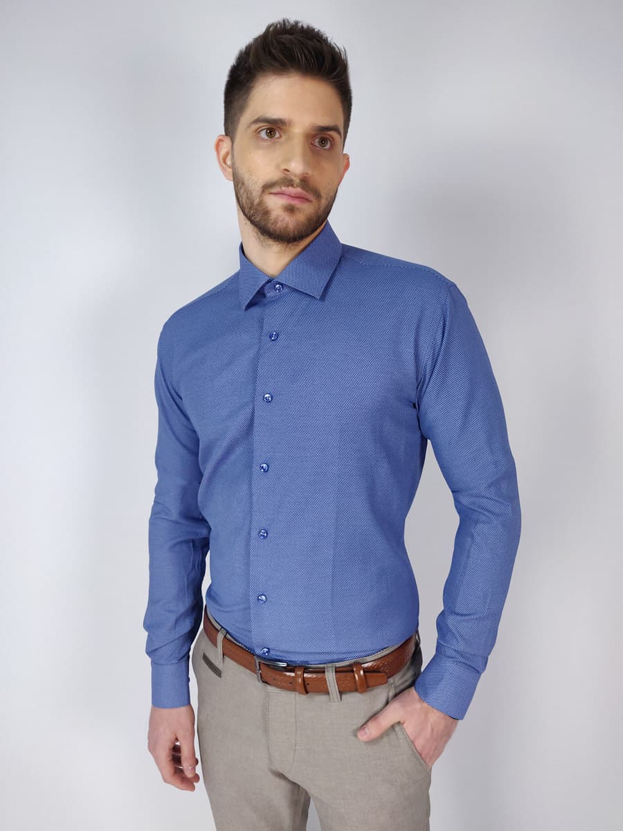 Carlo Bruni Πουκάμισο Με Μικροσχέδιο - Γαλάζιο - AMSTERDAM 11-24