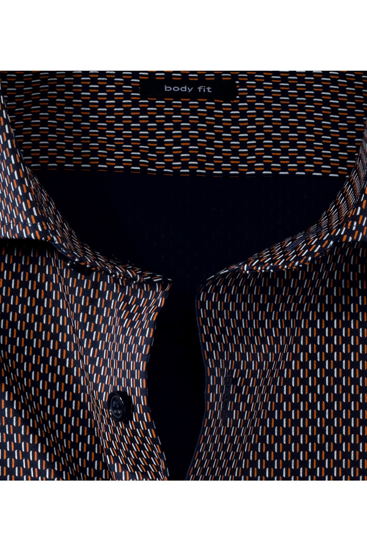 Olymp Πουκάμισο Με Γραμμικό Μικροσχέδιο - Σκούρο‌‌ μπλε - 208214