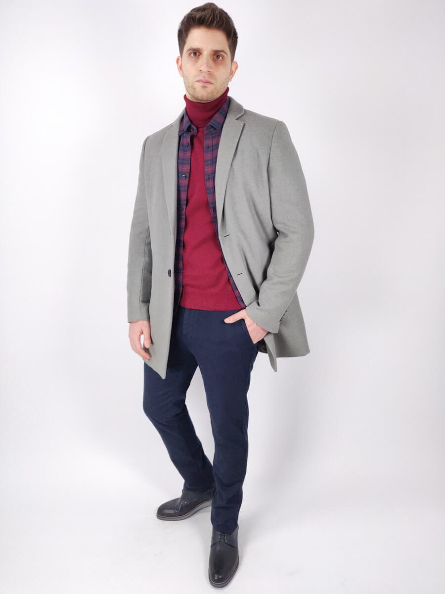 Leonardo Uomo Παλτό Γκρι Slim Fit