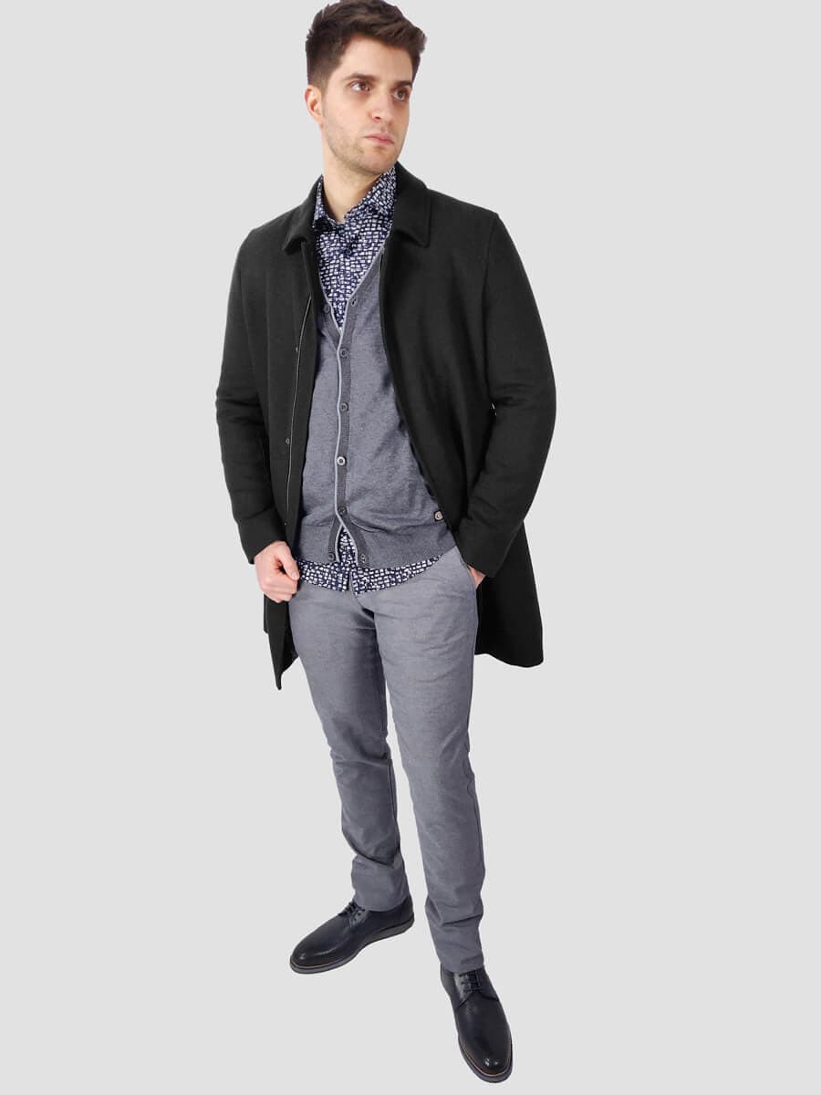 Leonardo Uomo Παλτό Μαύρο Slim Fit