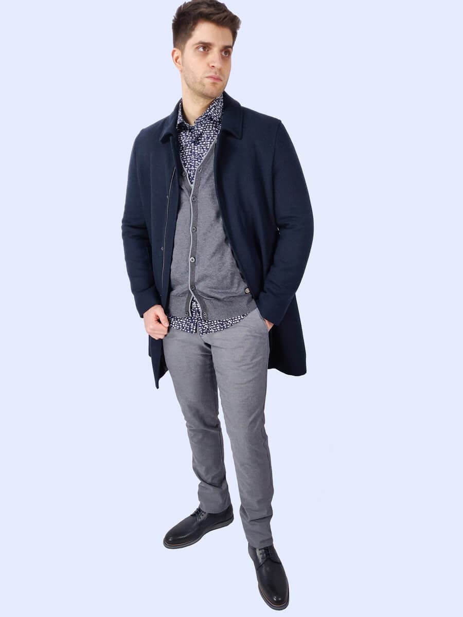 Leonardo Uomo Παλτό Μαύρο Slim Fit - Σκούρο‌‌ μπλε - LU17146