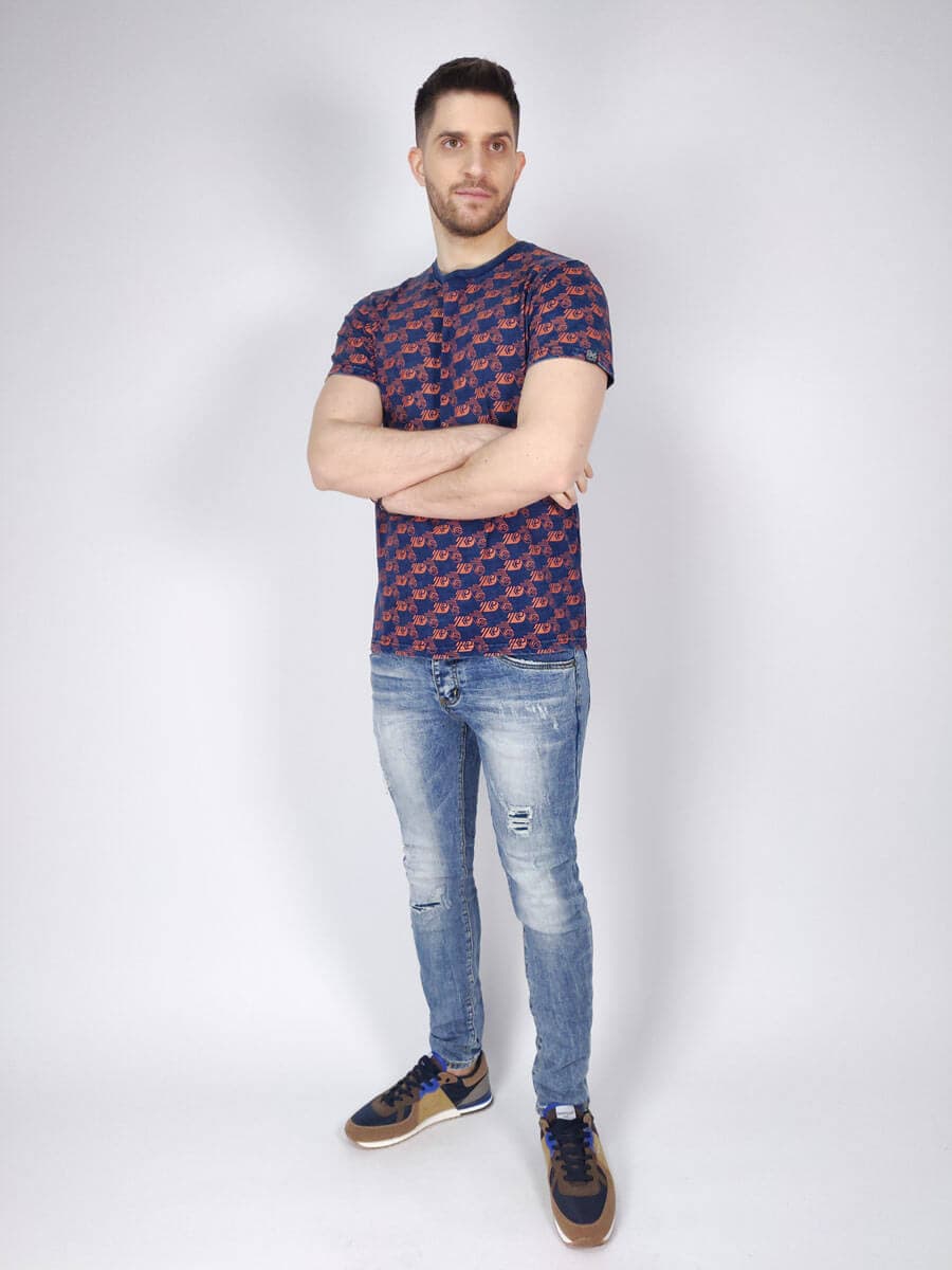 Petrol Industries T-Shirt Με Τύπωμα Σε Όλη Την Επιφάνεια