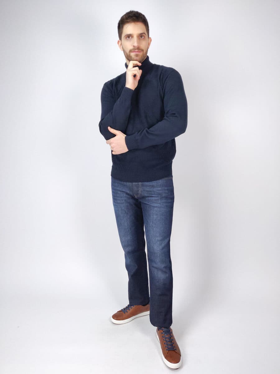 Side Effect Πλεκτό Ζιβάγκο - Σκούρο‌‌ μπλε - ZVG05