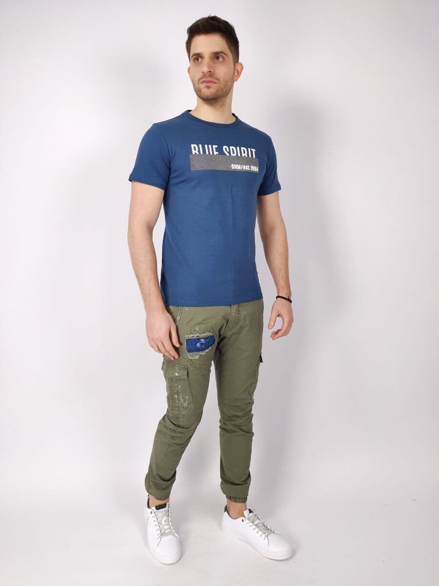 Marcus T-Shirt Με Στάμπα - Μπλε - 28200337 LEYLAND