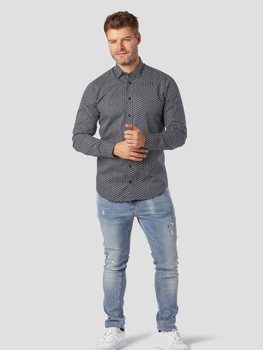 Marcus Πουκάμισο Με Μικροσχέδιο - Σκούρο‌‌ μπλε