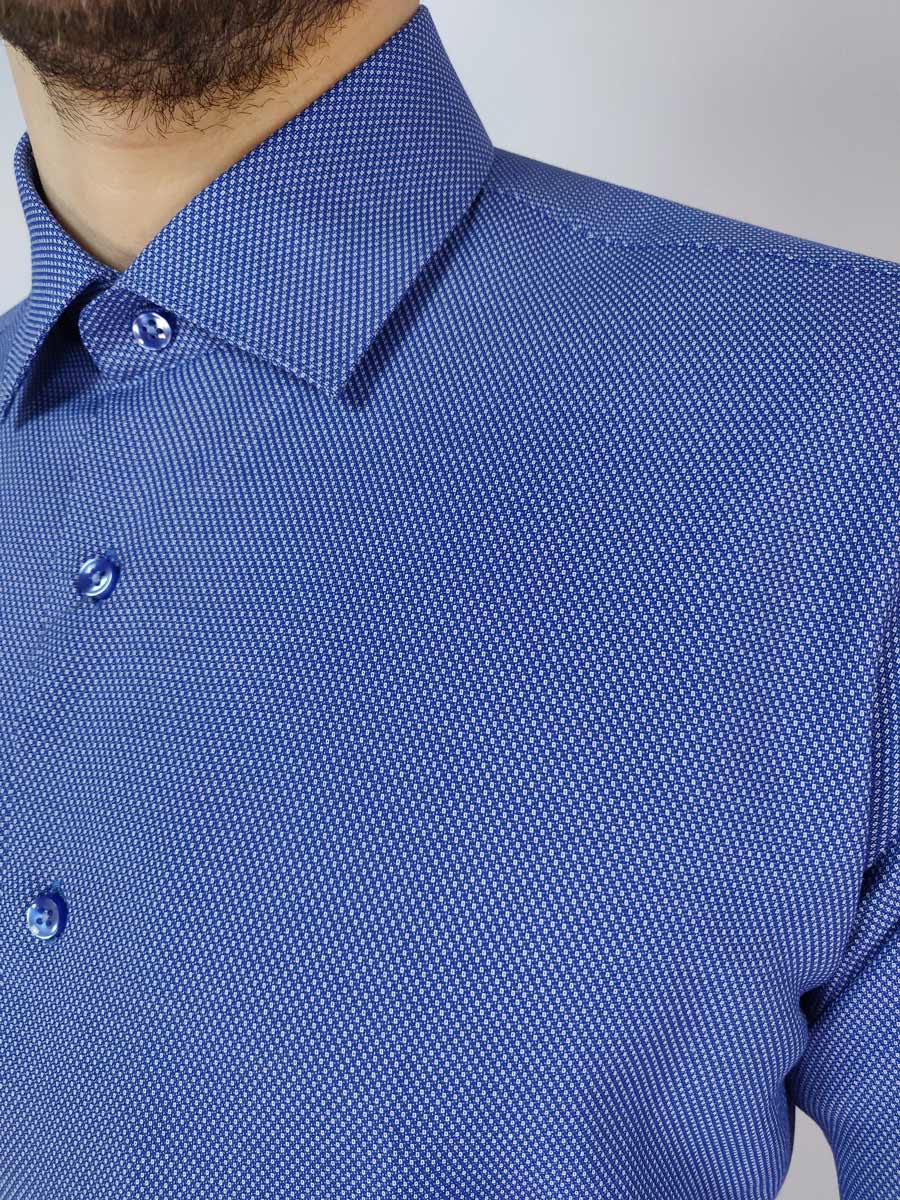 Carlo Bruni Πουκάμισο Με Μικροσχέδιο - Γαλάζιο - AMSTERDAM 11-24