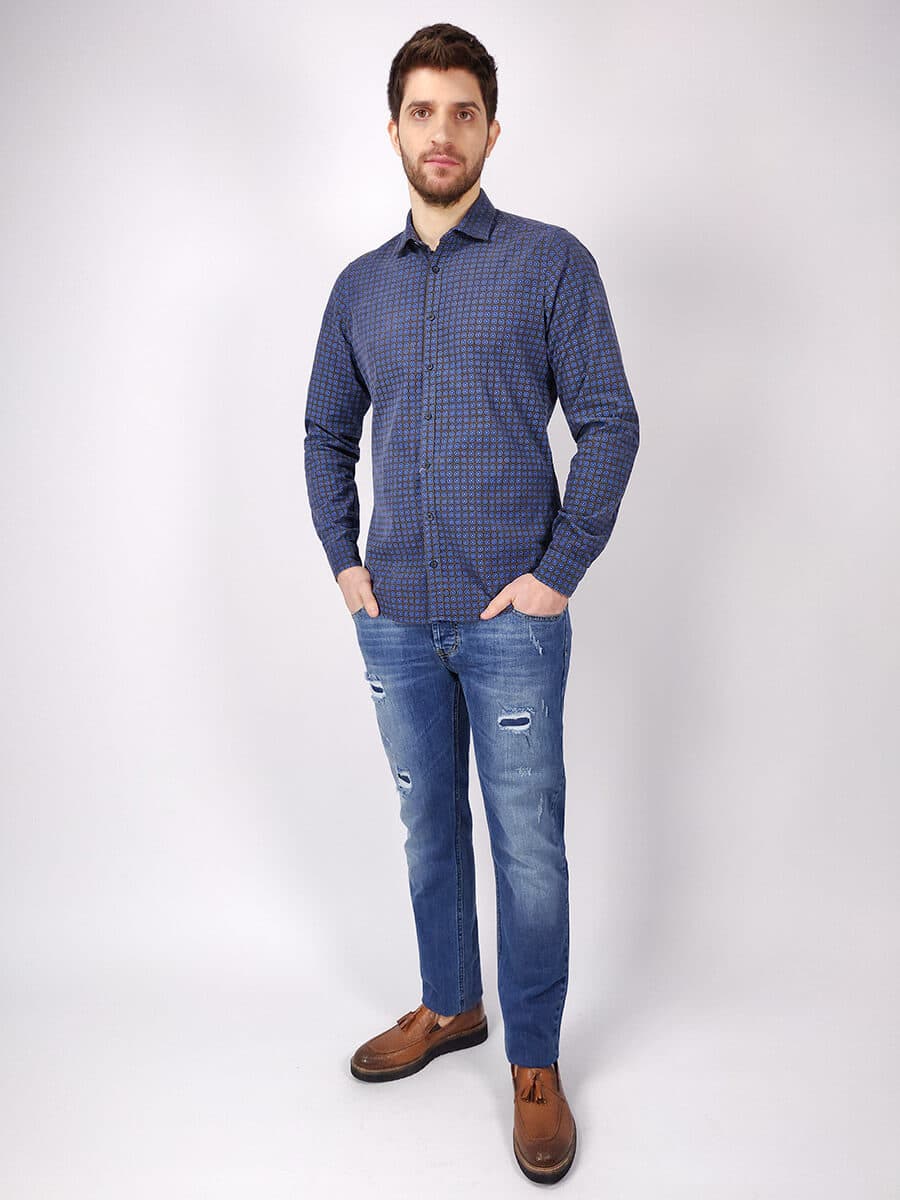 Olymp Πουκάμισο Φανέλα Με Μικροσχέδιο