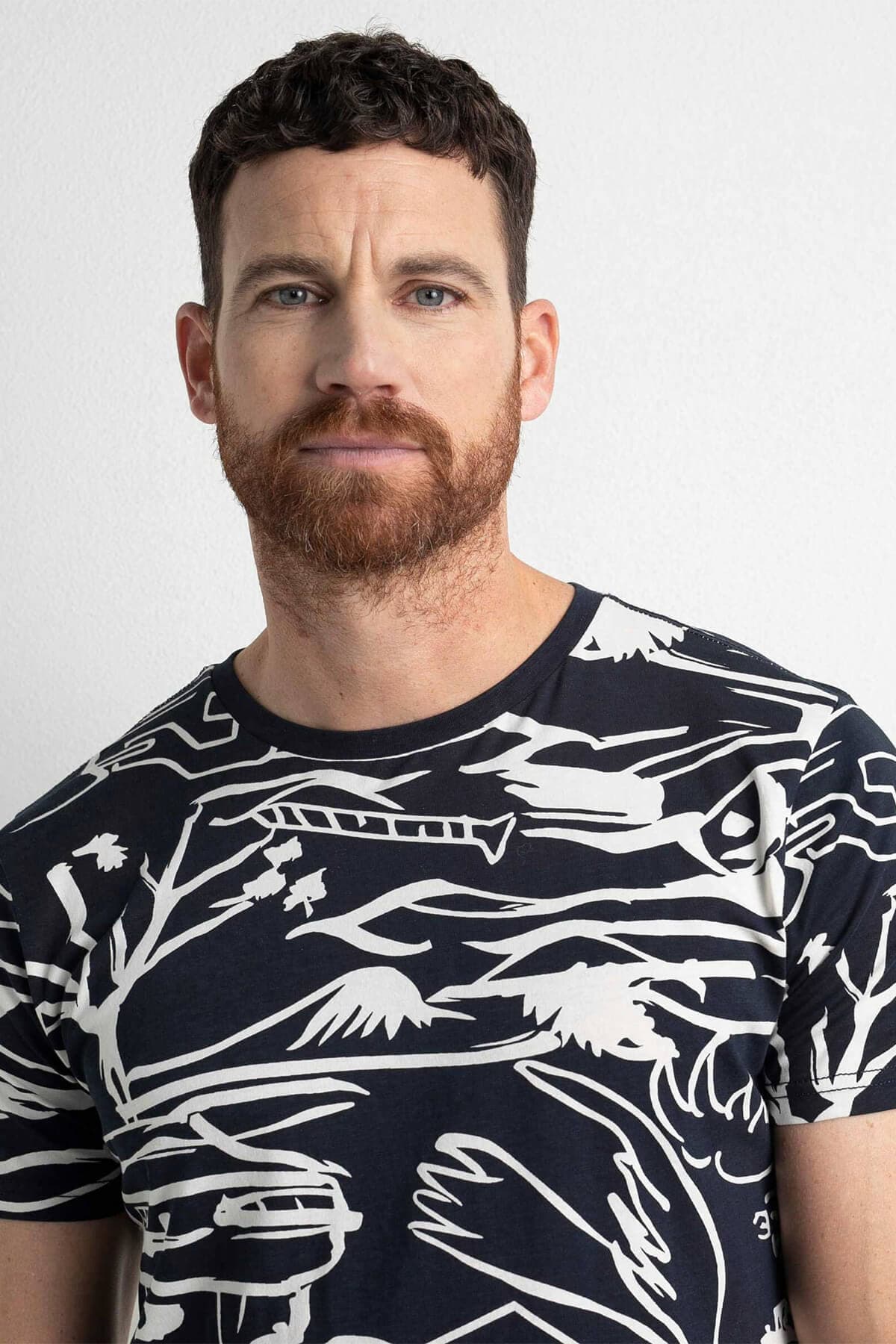 Petrol Industries T-shirt With All Over Print - Σκούρο‌‌ μπλε