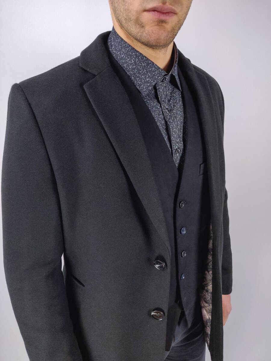 Leonardo Uomo Παλτό Γκρι Slim Fit