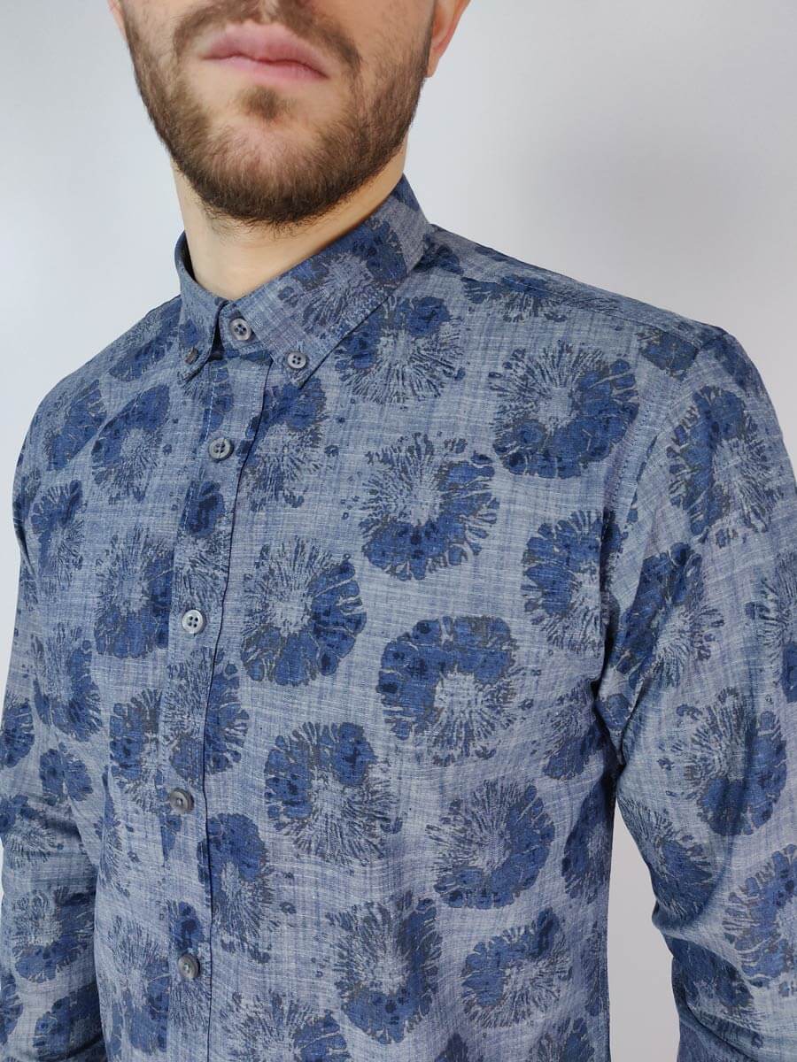 Marcus Πουκάμισο Floral - Σκούρο‌‌ μπλε - 31200168 WILLUM